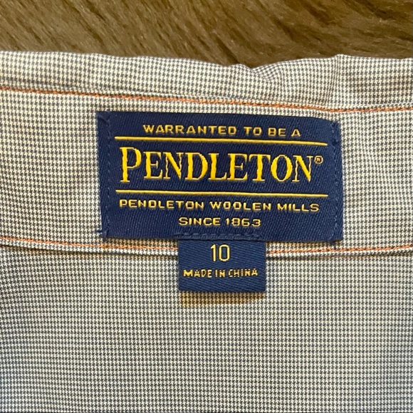 NWOT Pendleton Midi Dress Shirt Button Tie Waist Blue Contrasting Stitch 10 M - Picture 9 of 11